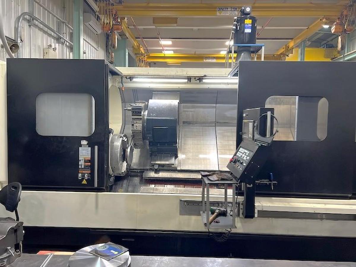 Used 2018 YCM TC-46/3200 with 24" Hyd. Chk, 6.5" Bar Cap., 29.55" Max Turn Diam., 134.45 cc, Tailstock, Chip Conveyor, Tool Eye