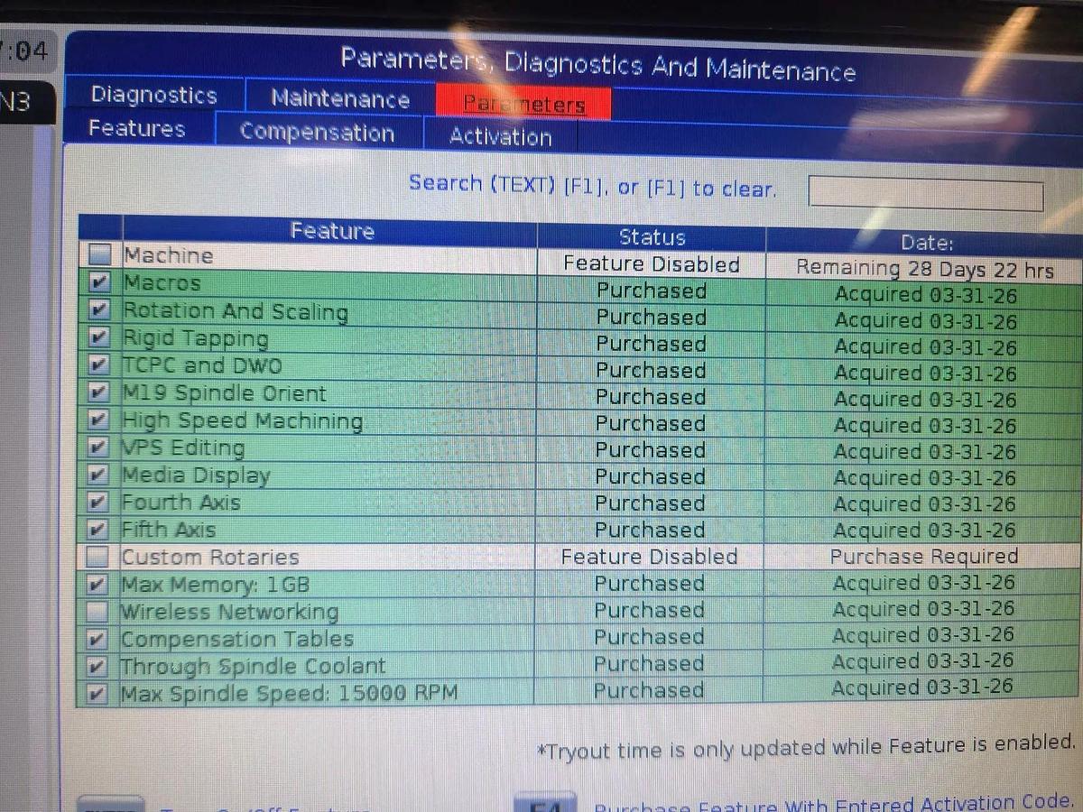 Used 2017 Haas VF4SS with Haas Probing Package, 15,000 RPM, 40 Tool ATC, Prepped for both 4th & 5th Axis Capabilities, Auger