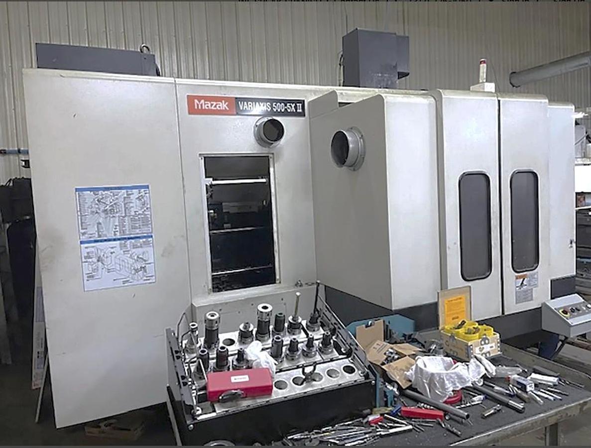 Used 2008 Mazak Variaxis 500-5X II with Pallet Changer, Trunnion Style 5 Axis Design, HSK-63A Taper, 25,000 RPM, 120 ATC, CTS