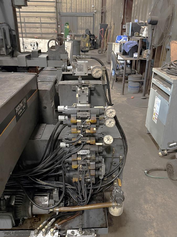 Used 2007 HE & M Model V100HLM-3 Automatic Vertical Bandsaw with Upgraded Hydraulic Package, 18" x 22" Cutting Capacity