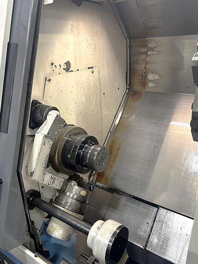 Used 2003 Mazak SQT100MS Mazatrol Fusion 640T with Milling/Drilling Capability, Subspindle, Spego Bobcat Barfeeder, Parts Catcher