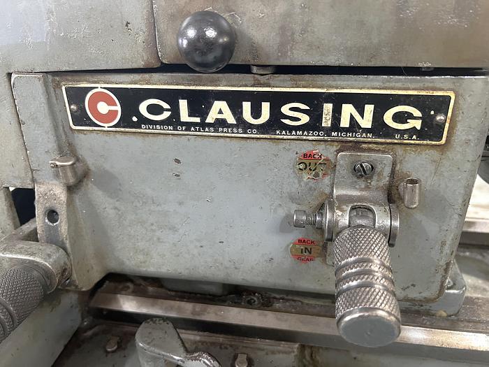 Used 1997 Clausing 5429 Engine Lathe 13" x 35" Capability, Steady Rest, Tailstock, 6" Chuck, Pedestal Cabinet Mount
