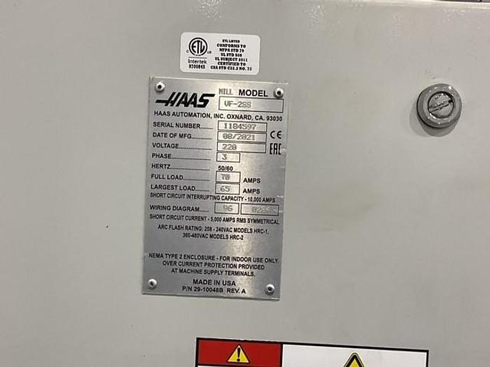 Used 2021 Haas VF2SS with 4th Axis Drive, Coolant Through Spindle, Probing