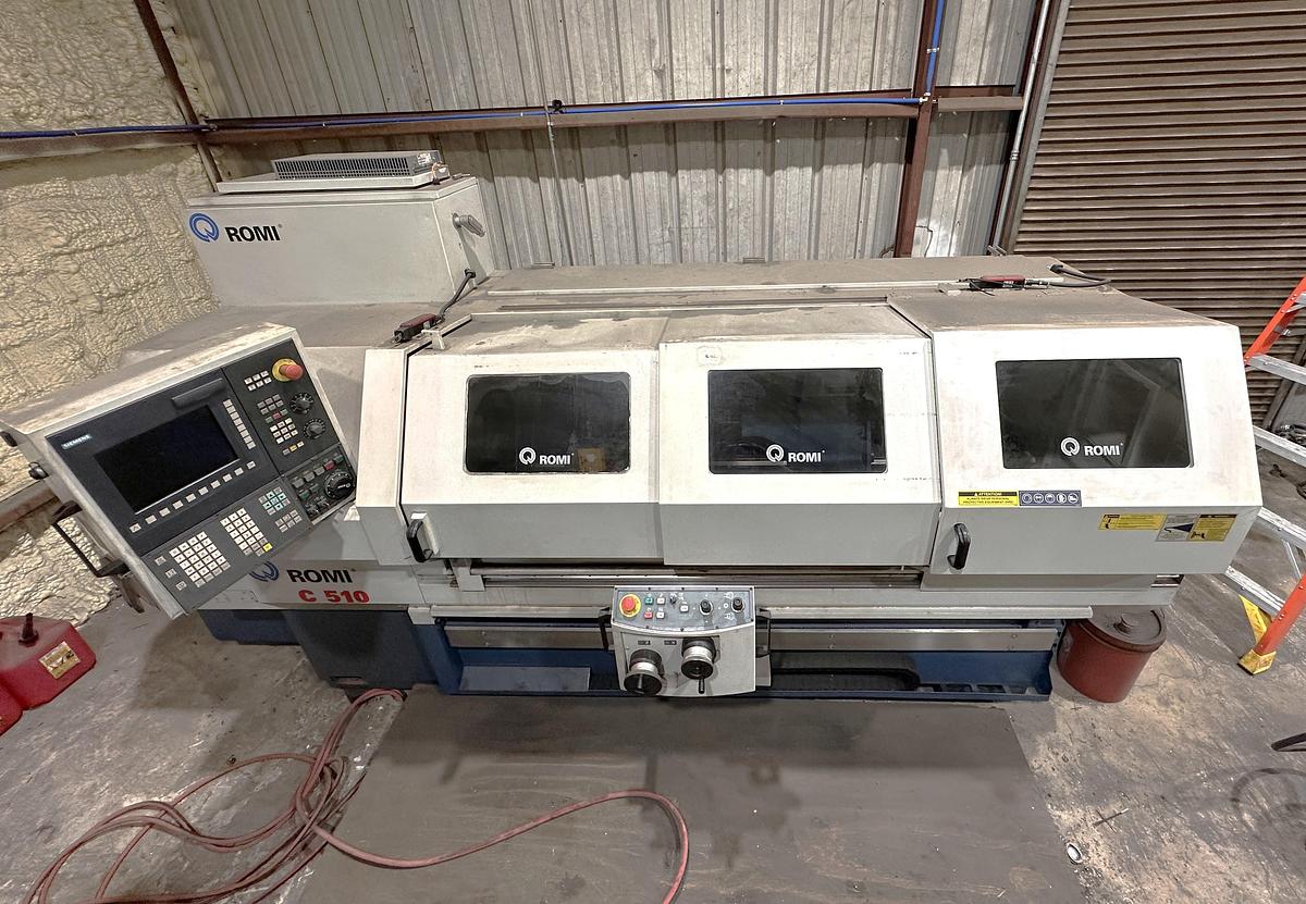 Used 2013 Romi C-510 Combination Teach Type CNC Lathe, 10" Chuck, 2.6" Bar Cap., 60" cc, Tool Post, Tailstock, Hand Wheels