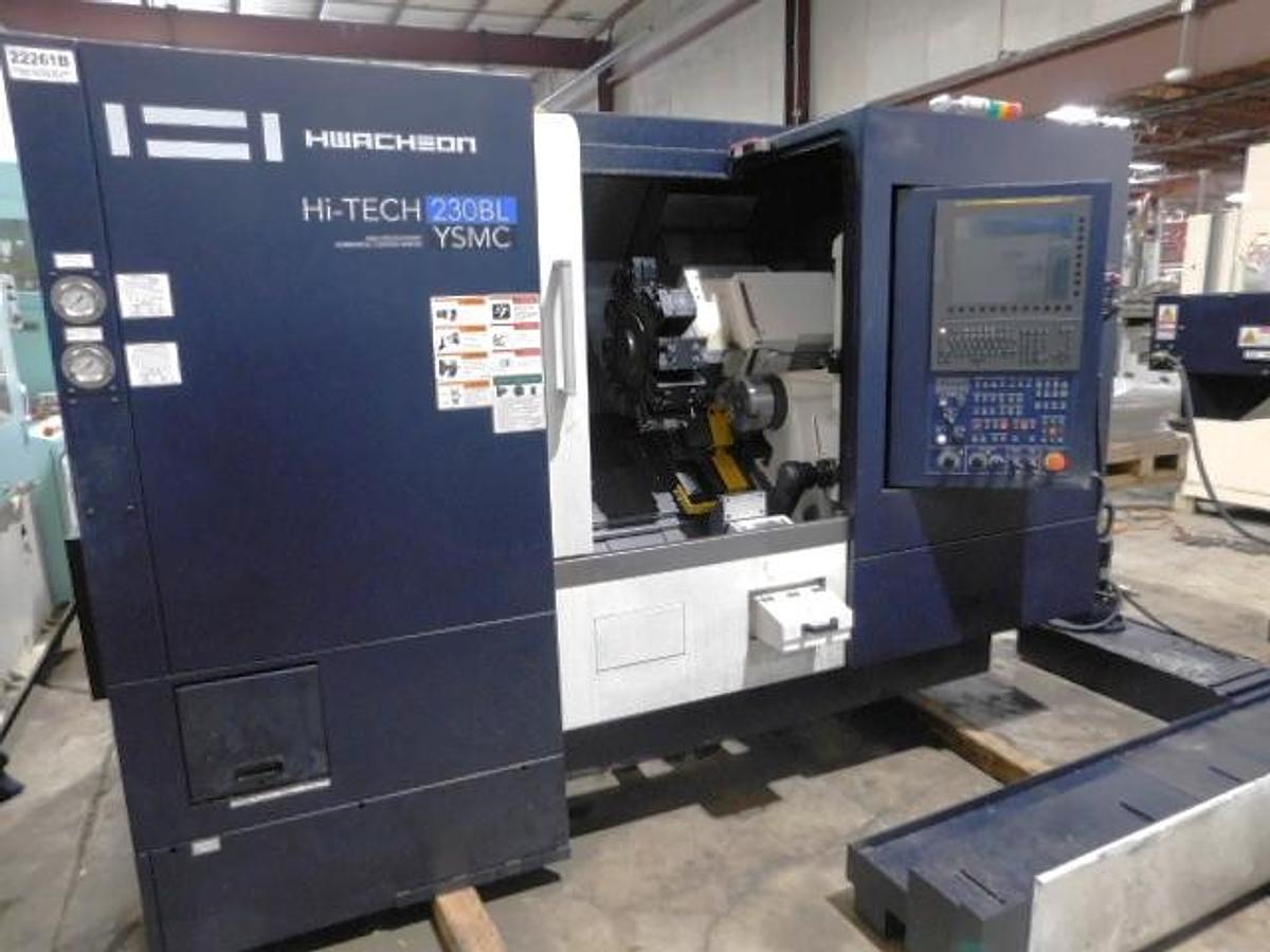Used 2021 Hwacheon Hi-Tech 230BL YSMC w/ Milling, Y Axis, Subspindle, Chip Conv., Parts Catcher, 10" Chk 3.19" Bar Capacity