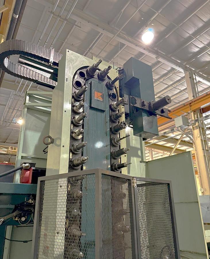 Used 1999 Kuraki KBT-11WA CNC Table Type Horizontal Boring Mill with Full 4th Axis Table, 40 Station ATC, Fanuc 16M, 63"x55" Table, Conveyor