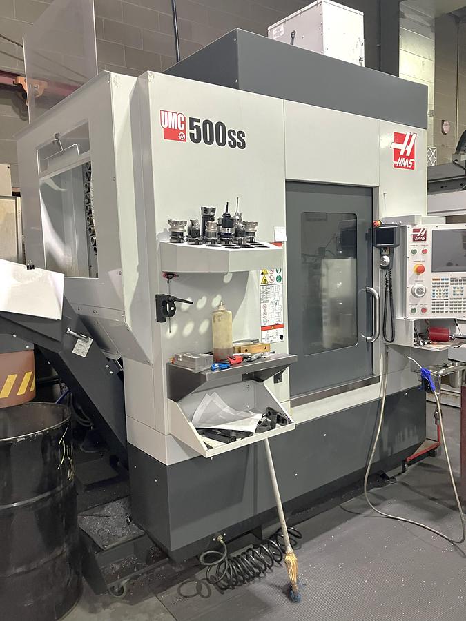 Used 2021 Haas UMC-500SS 5 Axis Universal Machining Center with Coolant Thru Spindle, Probing, HSM, Conveyor, 50 Station ATC