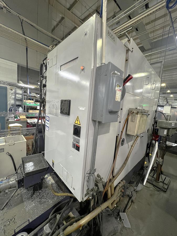 Used 2003 Enshu S-400 Vertical Machining Center with 2 Pallet Changer, Fanuc 18M, 8000 RPM, RJH, CAT40, 20 Station ATC, Chip Auger