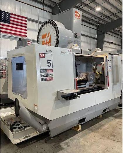 Used 2005 Haas VF5/50 VMC with 50 Taper, Haas 4/5th Axis Trunnion Table, Coolant Thru Spindle, Probing