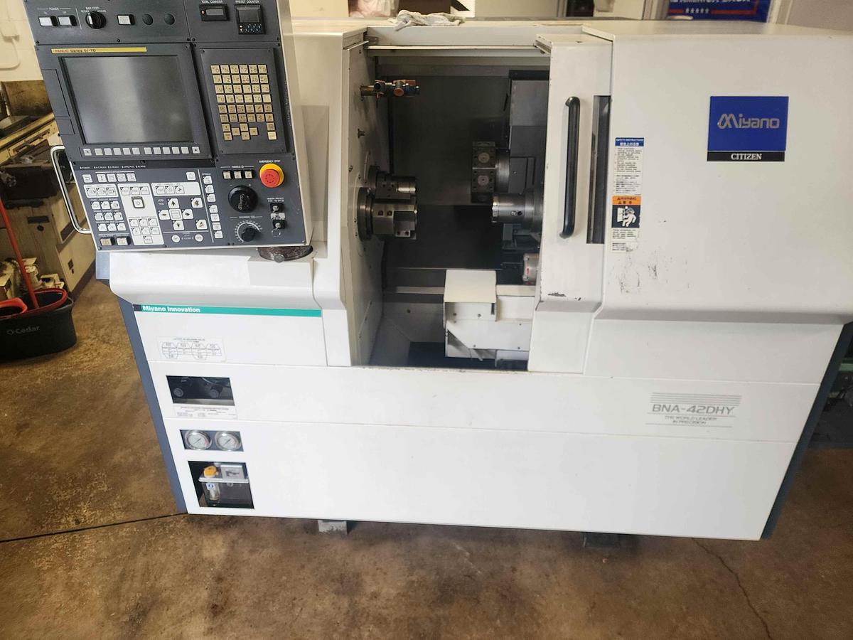 Used 2013 Miyano BNA-42 DHY w/ Milling & Subspindle, Y Axis, Dual Front and Rear Turrets, Edge Bar Patriot 338 Barfeed, HPC