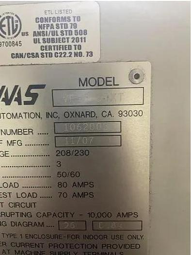 Used 2007 Haas VF-5/50 XT with 4th Axis Drive, CAT 50 Taper, 30 Station Side Mounted Tool Changer