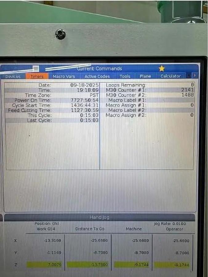 Used 2021 Haas VF-4 with 4th Axis Drive, Programmable Cool. Nozzle, 20 Station Umbrella Style ATC, USB Port, 1,127 Feed Cut Hours !!