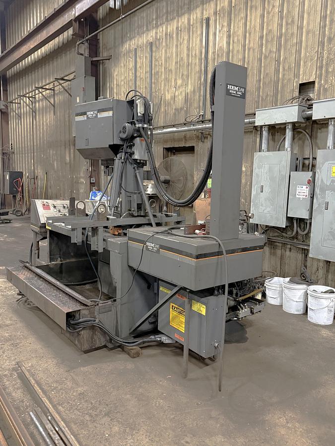 Used 2007 HE & M Model V100HLM-3 Automatic Vertical Bandsaw with Upgraded Hydraulic Package, 18" x 22" Cutting Capacity