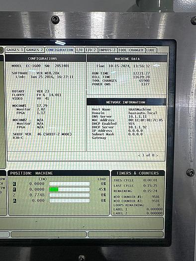 Used 2011 Haas EC-1600 4 Axis Horizontal Machine Center