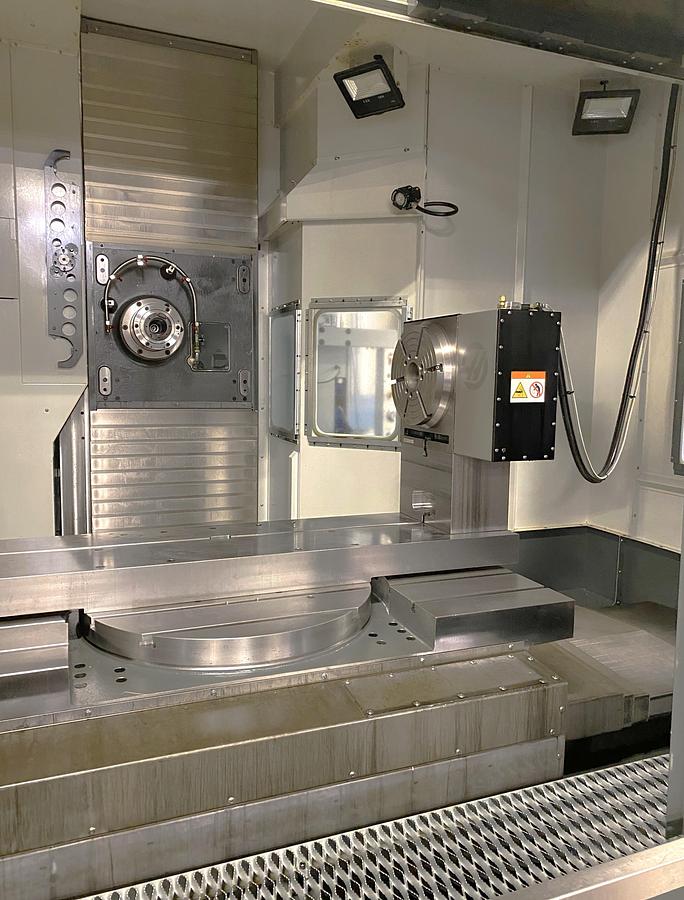 Used 2022 Haas EC-1600ZT-5AX with Ext. Z travel, 4th Axis Table, 50 ATC, CAT 50, TSC, Renishaw Probing, ONLY 140 FEED CUT HOURS
