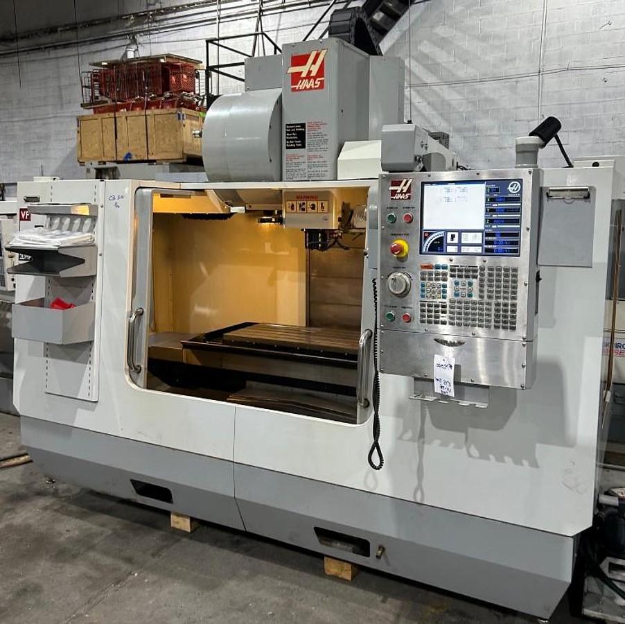Used 2008 Haas VF-3B with Haas Probing, Chip Auger, 24 Station Side Mounted ATC, Remote Jog Handle, Programmable Coolant Nozzle