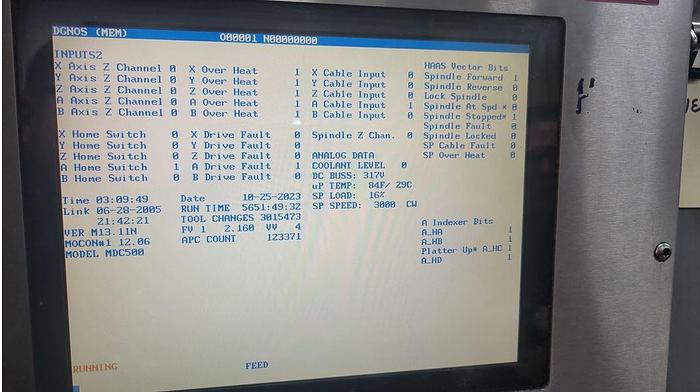 Used 2005 Haas MDC-500 Mill Drill Center with 2 Pallet Changer, Chip Auger, Programmable Coolant