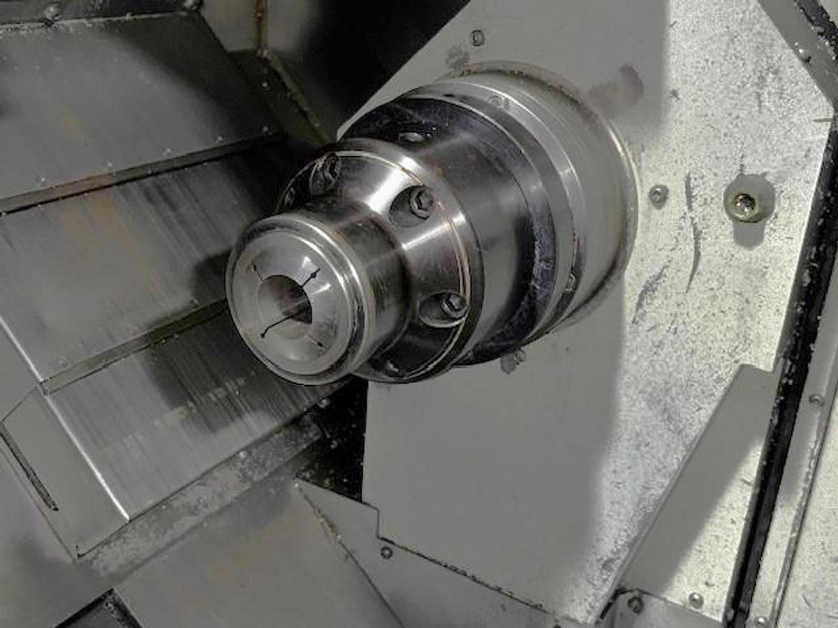 Used 2001 Mazak SQT100MS Mazatrol Fusion 640T with Milling/Drilling Capability, Subspindle, Full C Axis Spindle Rotation, Conveyor
