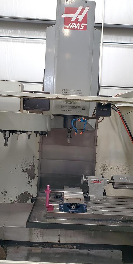 Used 2001 Haas VF4D with Haas HRT210 4th Axis Table, Tailstock, Auger, Prog. Coolant, Quick Code