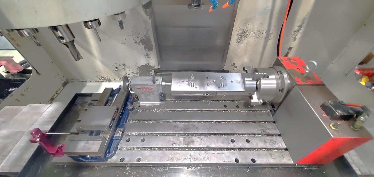 Used 2001 Haas VF4D with Haas HRT210 4th Axis Table, Tailstock, Auger, Prog. Coolant, Quick Code