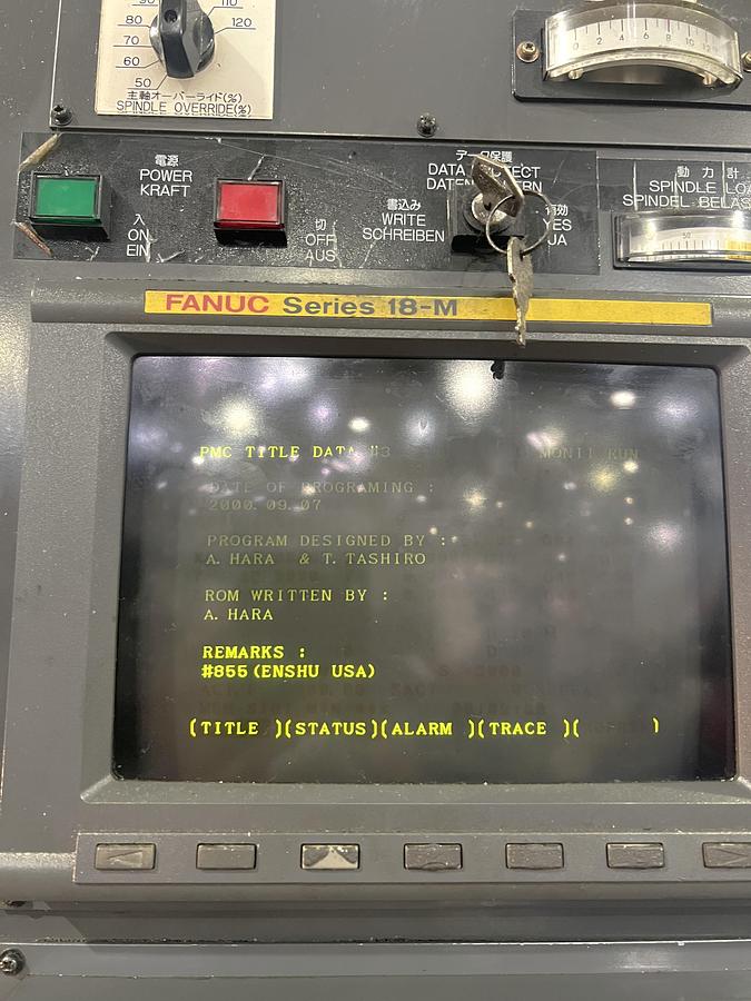 Used 2003 Enshu S-400 Vertical Machining Center with 2 Pallet Changer, Fanuc 18M, 8000 RPM, RJH, CAT40, 20 Station ATC, Chip Auger