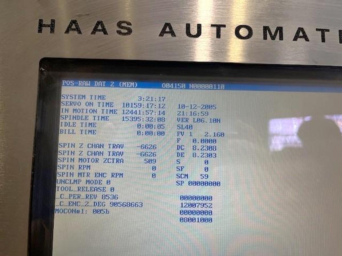 Used 2005 Haas SL-40T with Steady Rest, 15" Chuck, Toolsetter, Tailstock, Chip Conveyor, 4" Bar Capacity, 55 HP Package, Geared Head