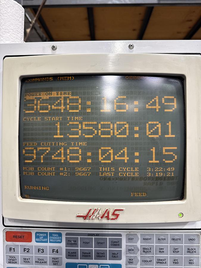 Used 1998 Haas VF4 with Haas Rotary Table, 4th Axis Drive & Wiring, Programmable Coolant Nozzle