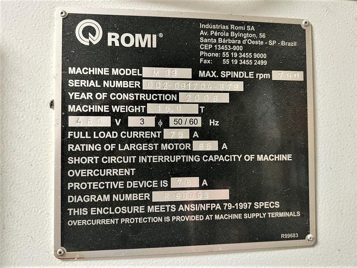 Used 2006 Romi M33 x 90"