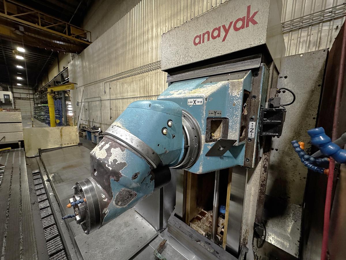 Used 2000 Anayak HVM-T-11000 3 + 2 Axis Bed Mill with B Axis Head with 2.5 Deg Increment, 40 HP, 3000 RPM, Heidenhain Control