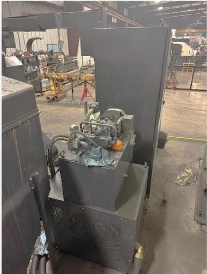 Used 2007 Mazak Powermaster 3000U  w/ 10.2" Bore, (2) 18" 4 Jaw Manual Chucks, Chip Conveyor, Tailstock