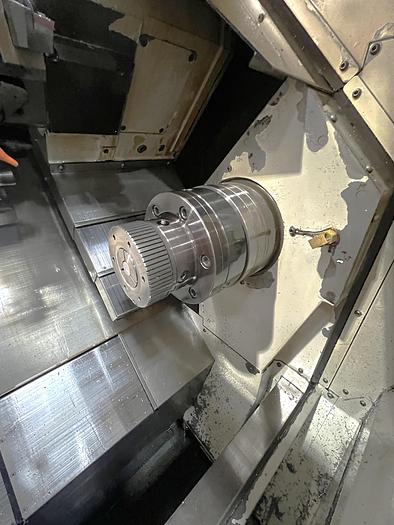 Used 2003 Mazak SQT100MS Mazatrol Fusion 640T with Milling/Drilling Capability, Subspindle, Spego Bobcat Barfeeder, Parts Catcher