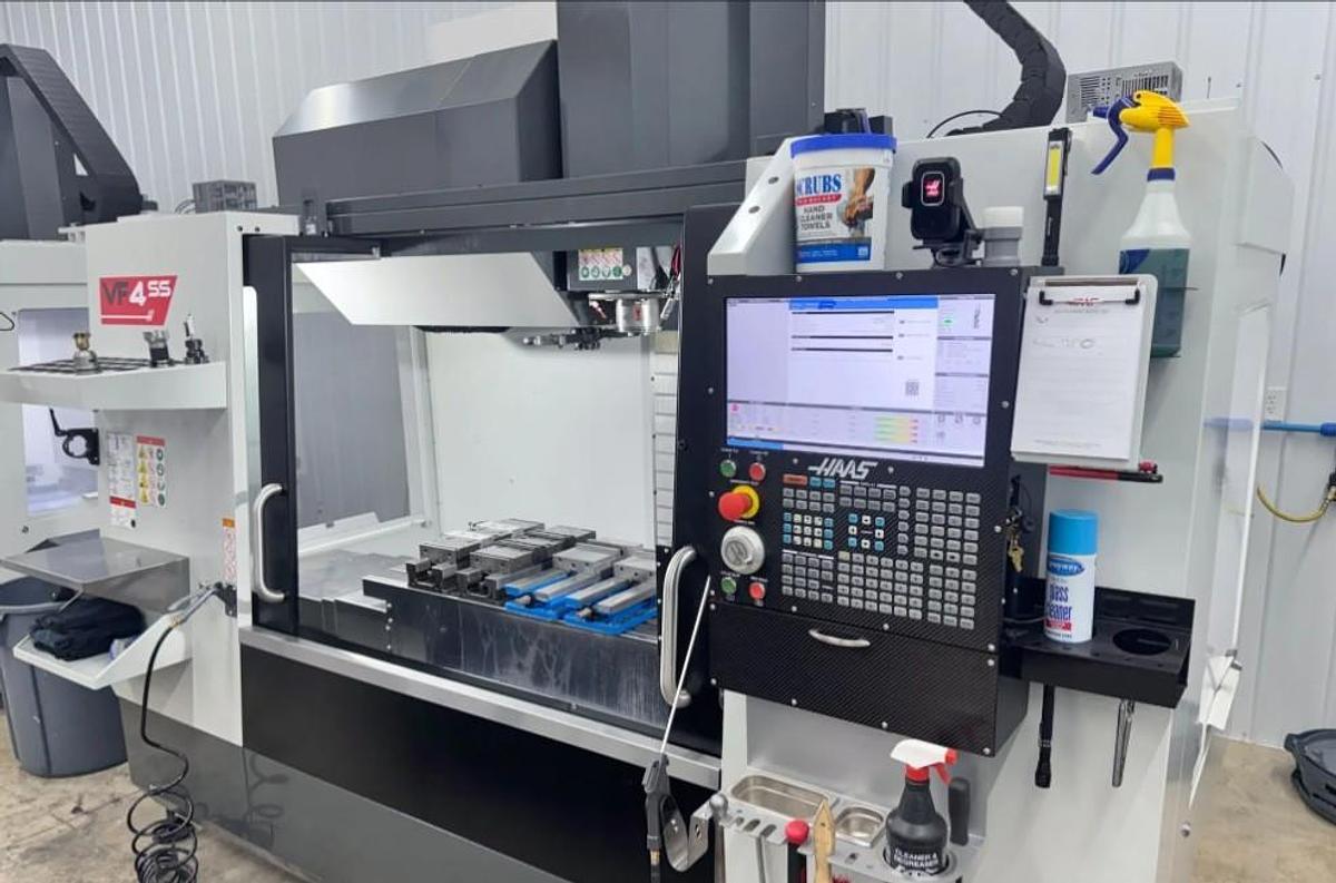 Used 2025 Haas VF-4SS with HRT210 4th Axis Rotary Table, Coolant Thru Spindle, Haas Probing, 30 ATC, HSM, ONLY 50 Cutting Hrs.