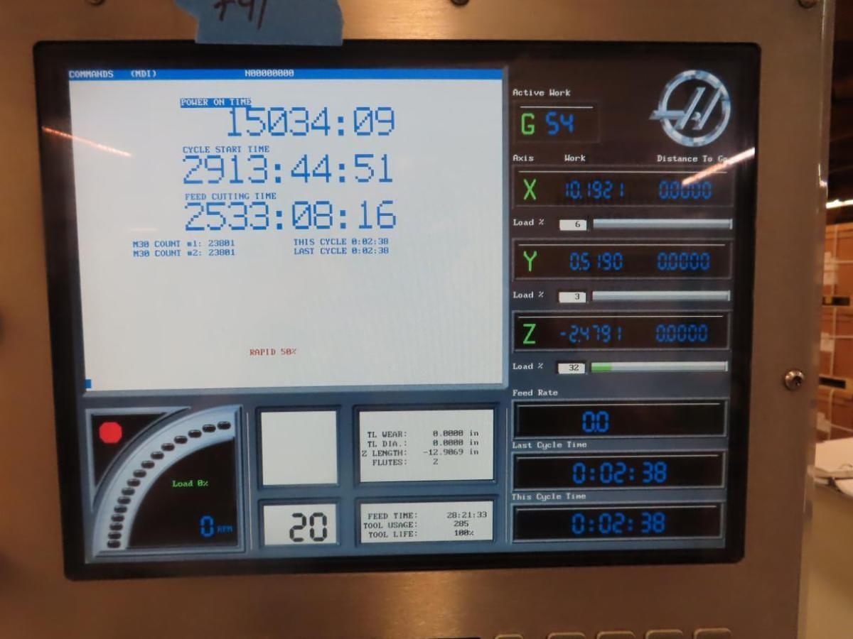 Used 2006 Haas VF1D with Prog. Coolant, Auto Air Gun, Auger Conveyor, Very Low Hours, USB Port