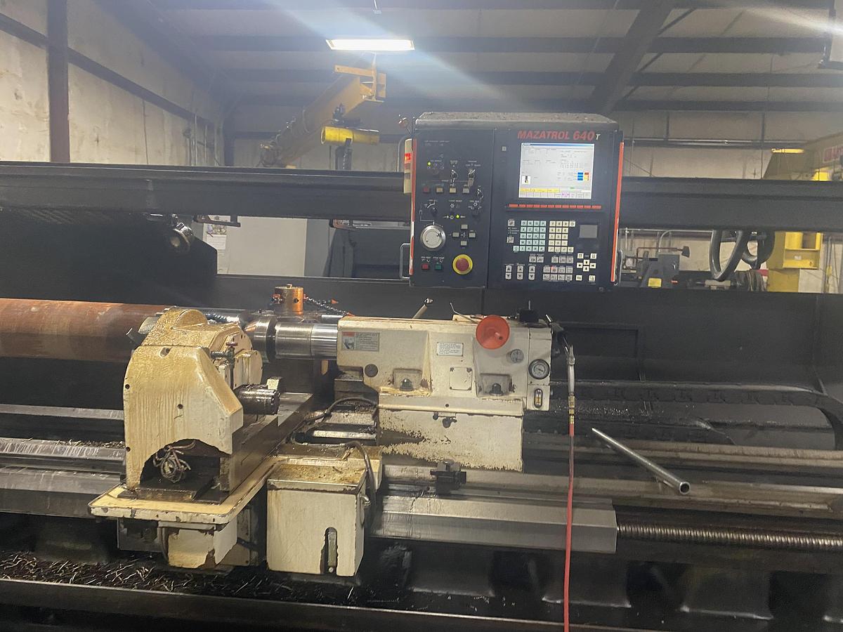 Used 2013 Mazak Powermaster 3000U with 12.5" Bore, 120" Centers, Manual 25" Chuck