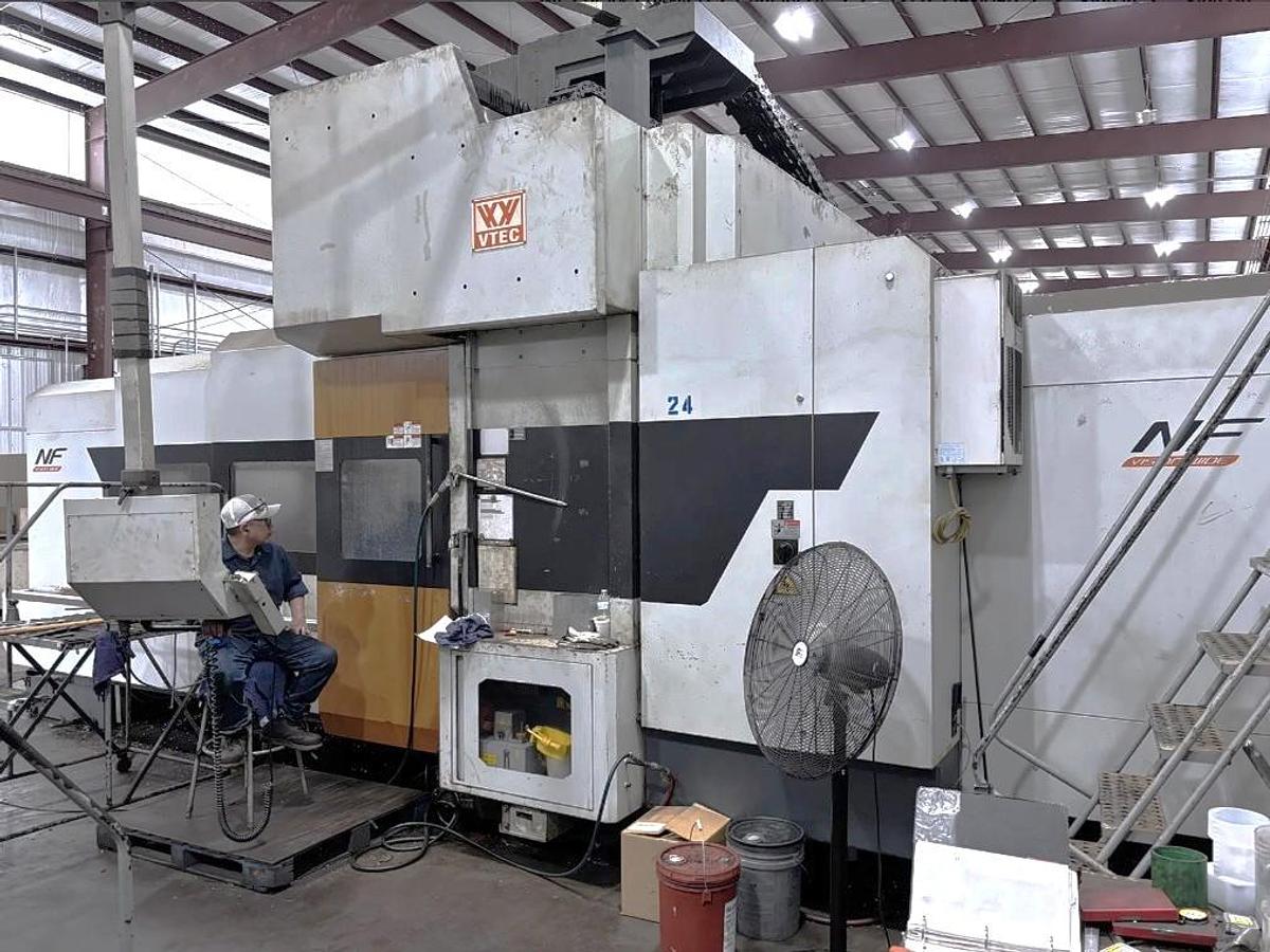 Used 2015 Visionwide NF-3226 Bridge Style VMC with Tool & Part Probing, 1000 PSI TSC, Chip Conveyor, Chiller Unit