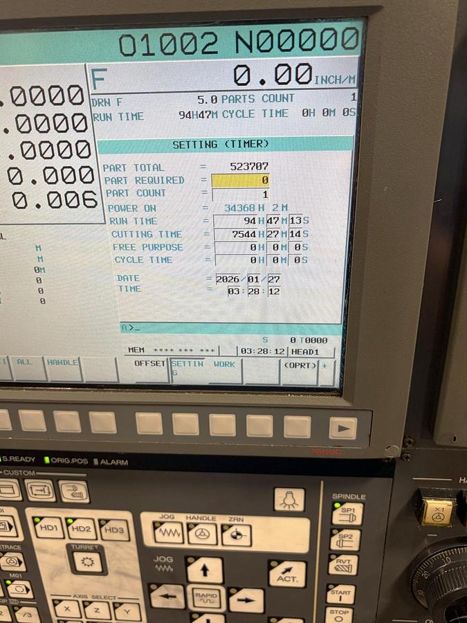 Used 2011 Miyano DNA-42 DHY, Twin Turret Design, Twin Spindles, Y Axis on Upper Turret, Milling Capability, Barfeed, Chip Conveyor