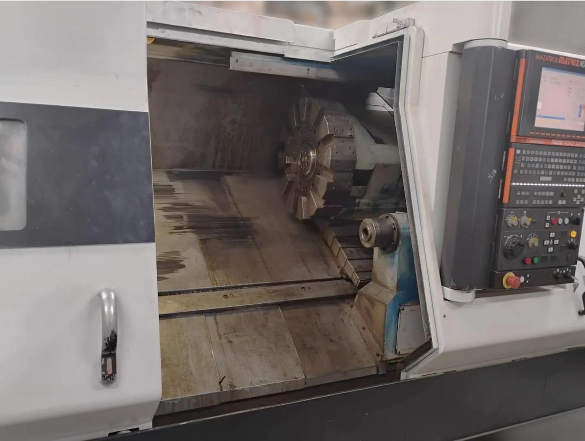 Used 2007 Mazak Nexus QTN 450-II/1000 Big Bore with Chip Conveyor, 18" Air Chuck, 7" Bar Cap., Tailstock, Prep for Rear Chuck, EIA Programming