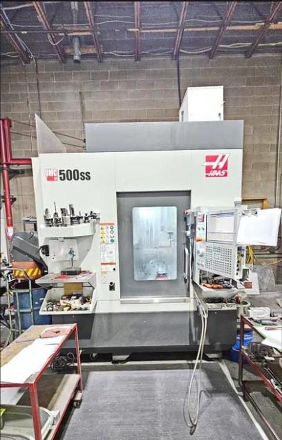 Used 2021 Haas UMC-500SS 5 Axis Universal Machining Center with Coolant Thru Spindle, Probing, HSM, Conveyor, 50 Station ATC