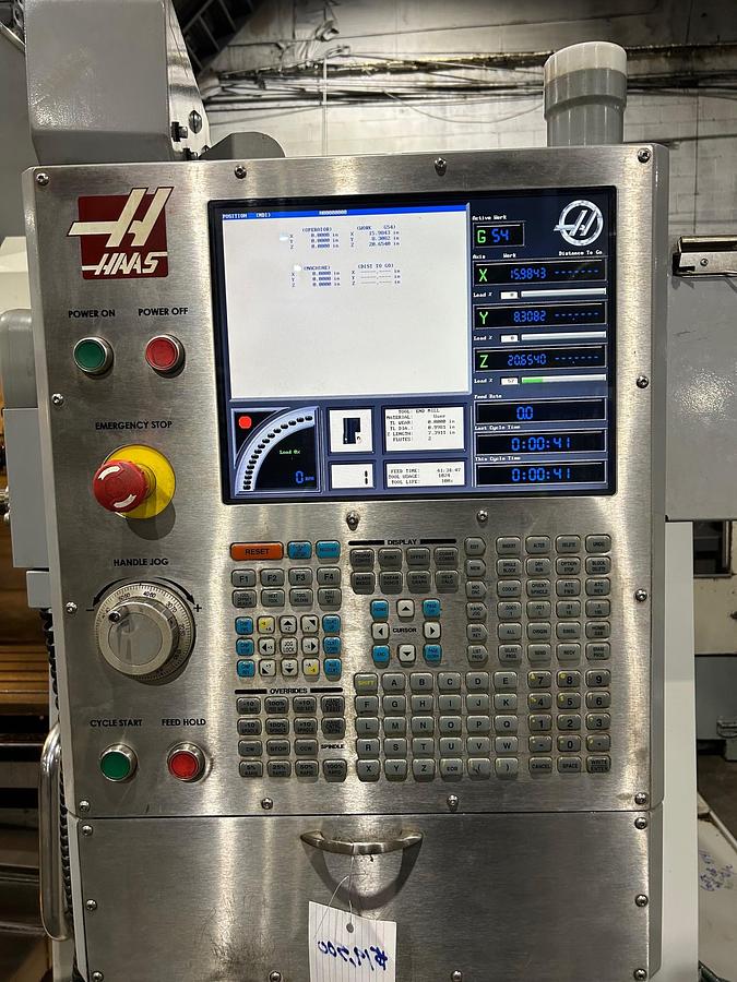 Used 2008 Haas VF-3B with Haas Probing, Chip Auger, 24 Station Side Mounted ATC, Remote Jog Handle, Programmable Coolant Nozzle