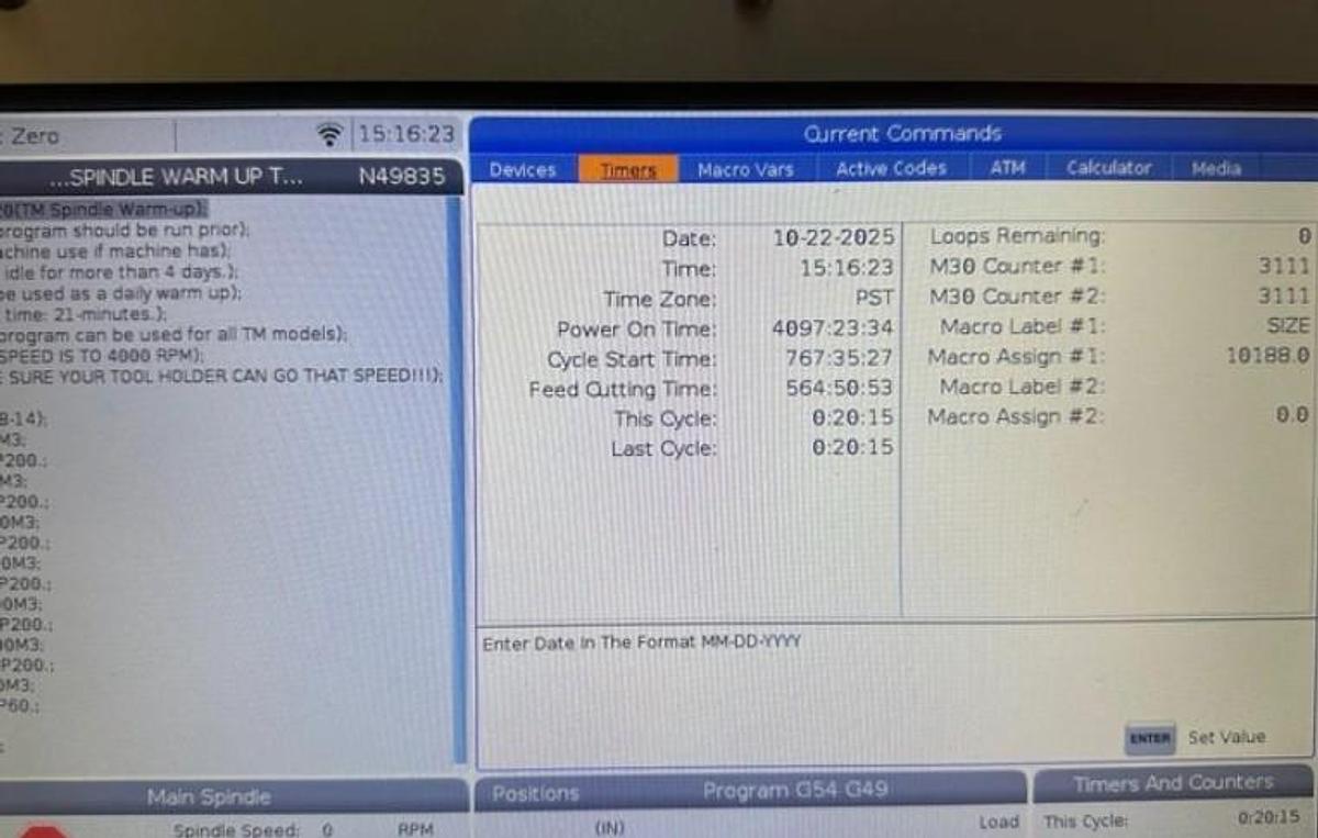 Used 2019 Haas TM-1P with Haas Probing, Prog. Coolant, 10 ATC, ONLY 564 Feed Cut Hours.  Very Nice Condition