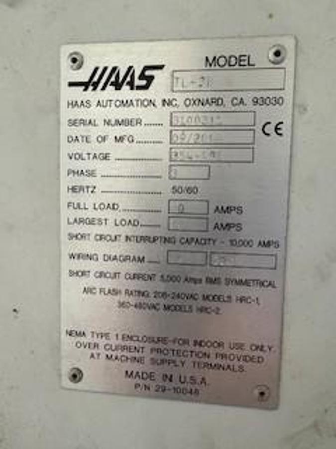 Used 2014 Haas TL-3B Big Bore with 8.5" Bar Capacity, (2) 24" Manual Chucks, Aloris Tool Post, Hand Wheels