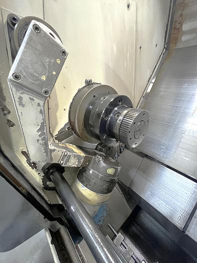 Used 2003 Mazak SQT100MS Mazatrol Fusion 640T with Milling/Drilling Capability, Subspindle, Spego Bobcat Barfeeder, Parts Catcher