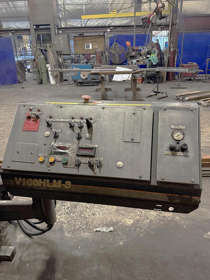 Used 2007 HE & M Model V100HLM-3 Automatic Vertical Bandsaw with Upgraded Hydraulic Package, 18" x 22" Cutting Capacity
