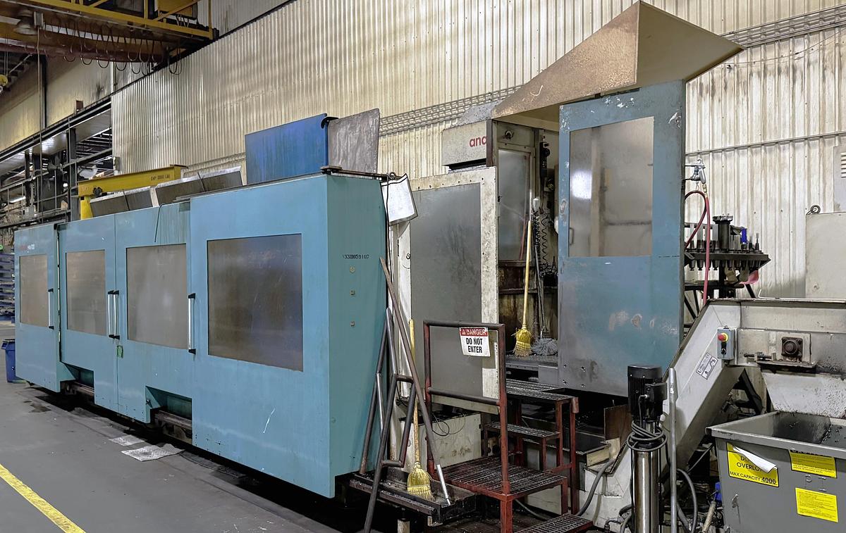 Used 2000 Anayak HVM-T-11000 3 + 2 Axis Bed Mill with B Axis Head with 2.5 Deg Increment, 40 HP, 3000 RPM, Heidenhain Control