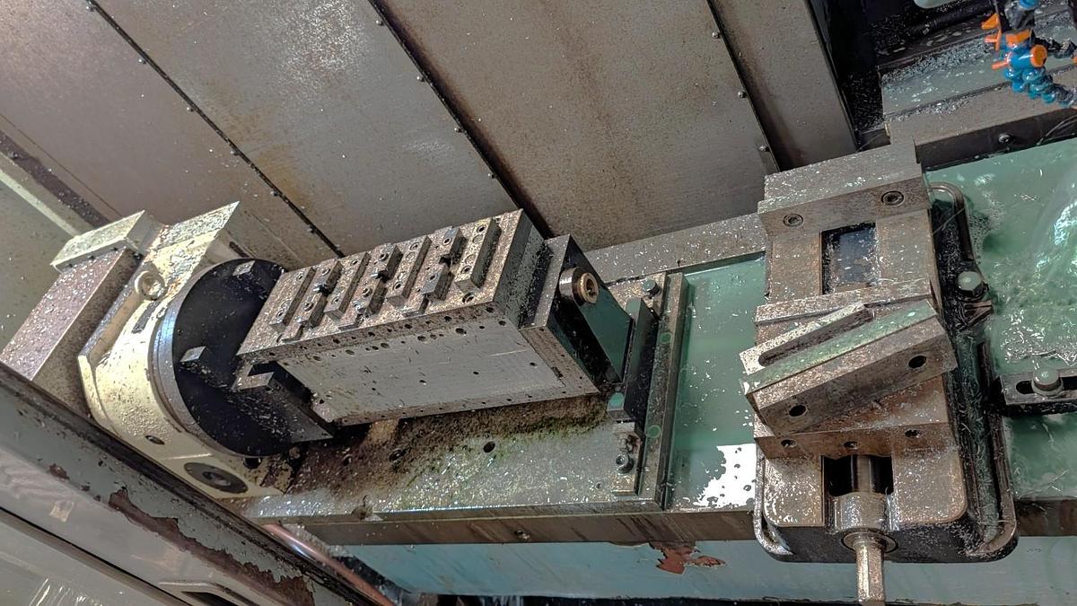 Used 1998 Mazak VTC16B with Yuasa Indexer, Chip Conveyor, Auto Tool Length Measurement Probe, Making Parts