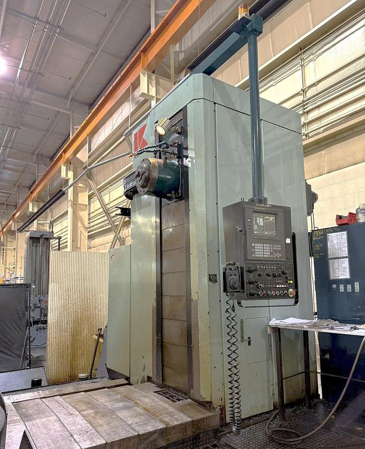 Used 1999 Kuraki KBT-11WA CNC Table Type Horizontal Boring Mill with Full 4th Axis Table, 40 Station ATC, Fanuc 16M, 63"x55" Table, Conveyor