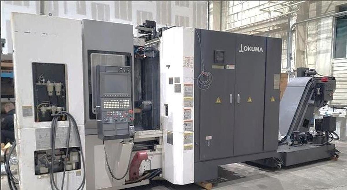 Used 2017 Okuma MB-4000H with 6 Station Rotary Pallet Changer, Full 4th Axis Rotary Tbl, 15k RPM, HSK63 Tpr., HPC, Probing, 64 Pos ATC
