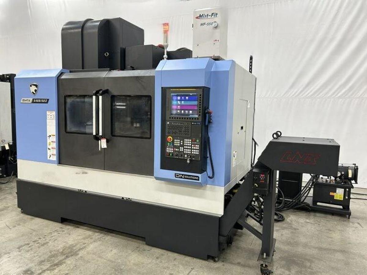Used 2022 DN Solutions Mynx 5400/50 II with 4th Axis Drive, CAT50 Big Plus Spindle, Chip Conveyor, Mist Collector, Conversational