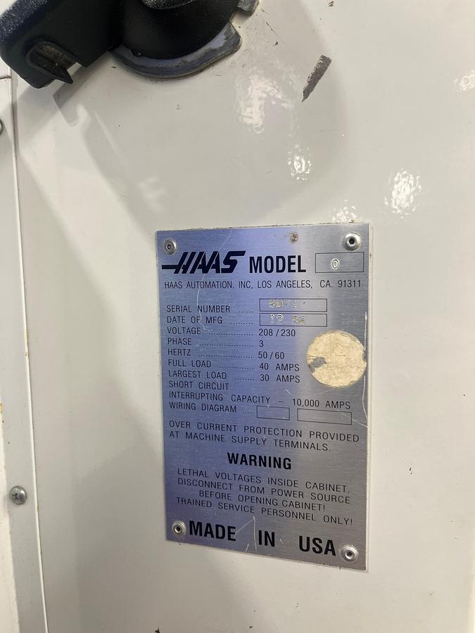 Used 1996 Haas VF0 wioth 4th Axis Wiring, Floppy Drive, Coolant System, Brushless Servos