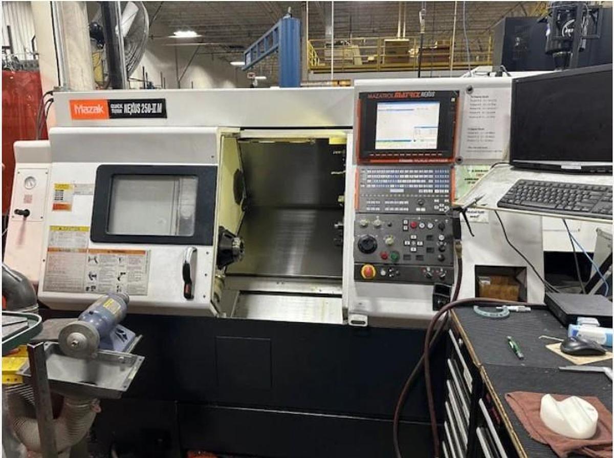 Used 2008 Mazak Nexus QTN 250-II M with Matrix Nexus Control, C Axis Milling, 10" Hyd Chk, Conveyor, HPC